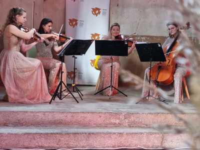 UpBeat Quartet w kościele ewangelickiem podczas koncertu