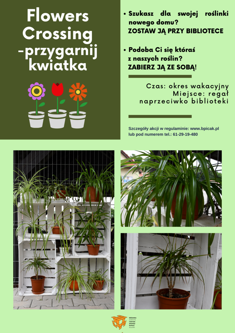 Flowers Crossing przygarnij kwiatka Biblioteka Publiczna i Centrum