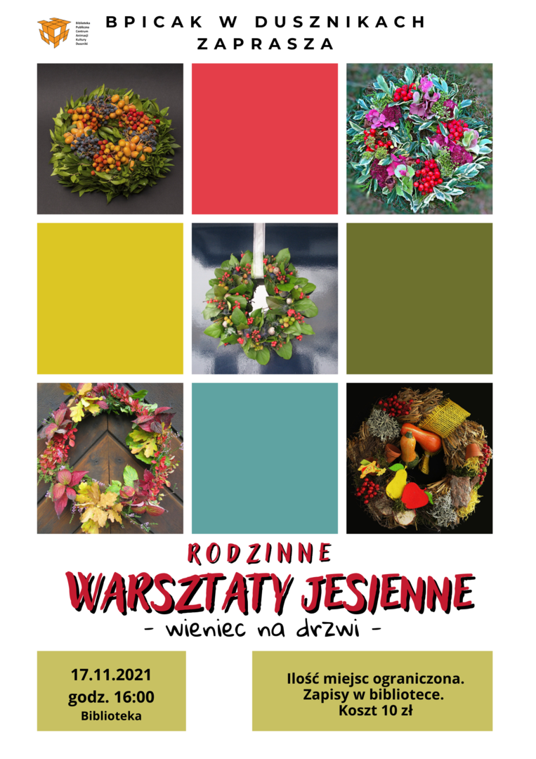 17 listopada - Rodzinne Warsztaty Jesienne - wieniec na drzwi 
