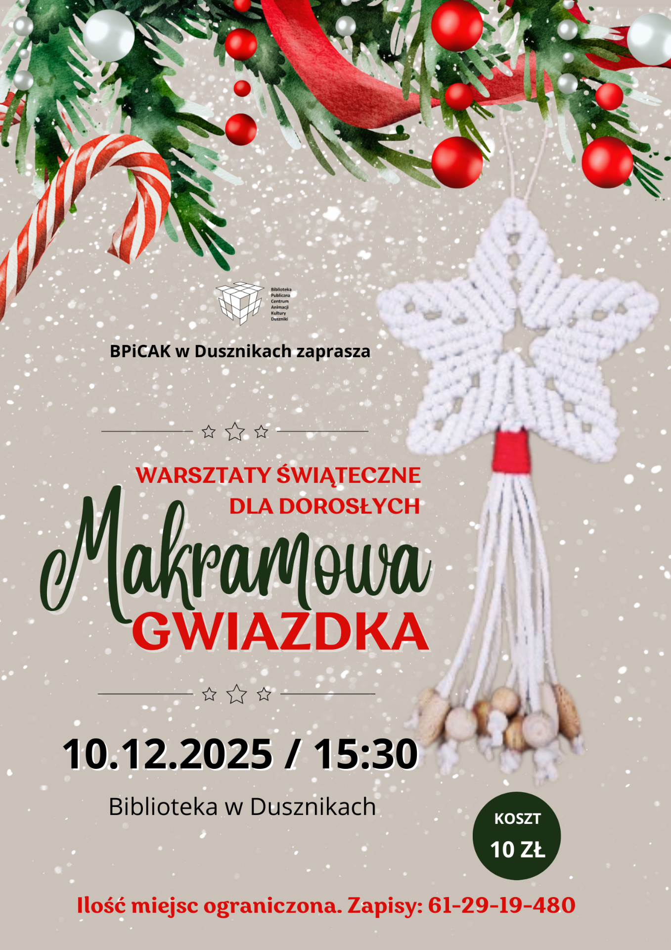 Warsztaty świąteczne dla dorosłych - makramowa gwiazdka  