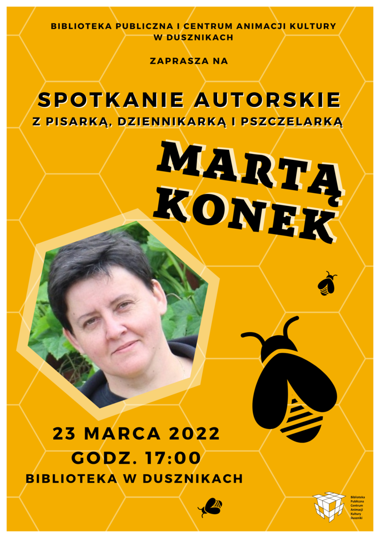 Spotkanie autorskie z Martą Konek - 23 marca 2022 - godz. 17:00 - Biblioteka w Dusznikach