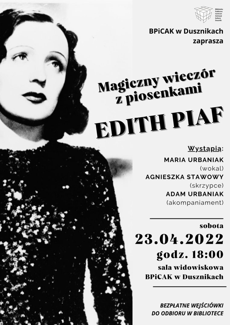 Magiczny wieczór z piosenkami Edith Piaf