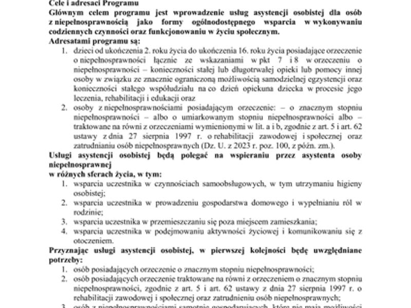 Program "Asystent osobisty osoby z niepełnosprawnością" Edycja 2026