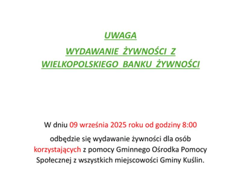 WYDAWANIE ŻYWNOŚCI