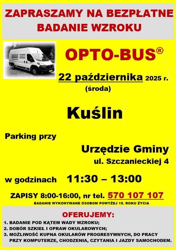 Bezpłatne badanie wzroku dla meszkańców gmny Kuślin