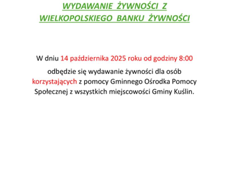 WYDAWANIE ŻYWNOŚCI