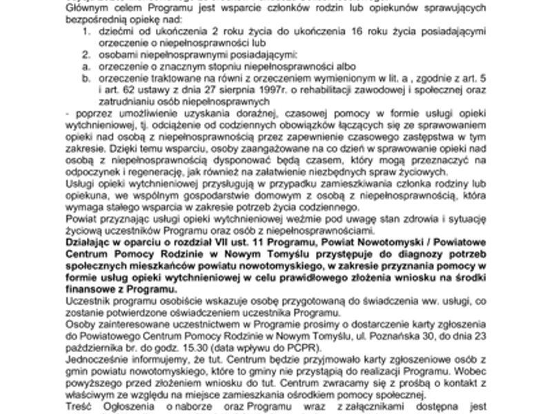 Opieka wytchnieniowa dla JST - edycja 2026