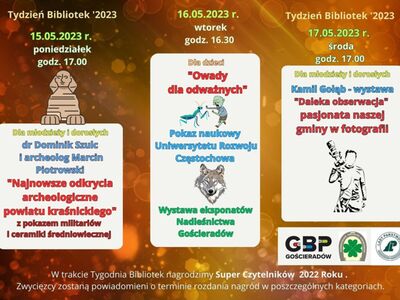 Ulotka Tygodnia Bibliotek 2023 roku - strona 1.