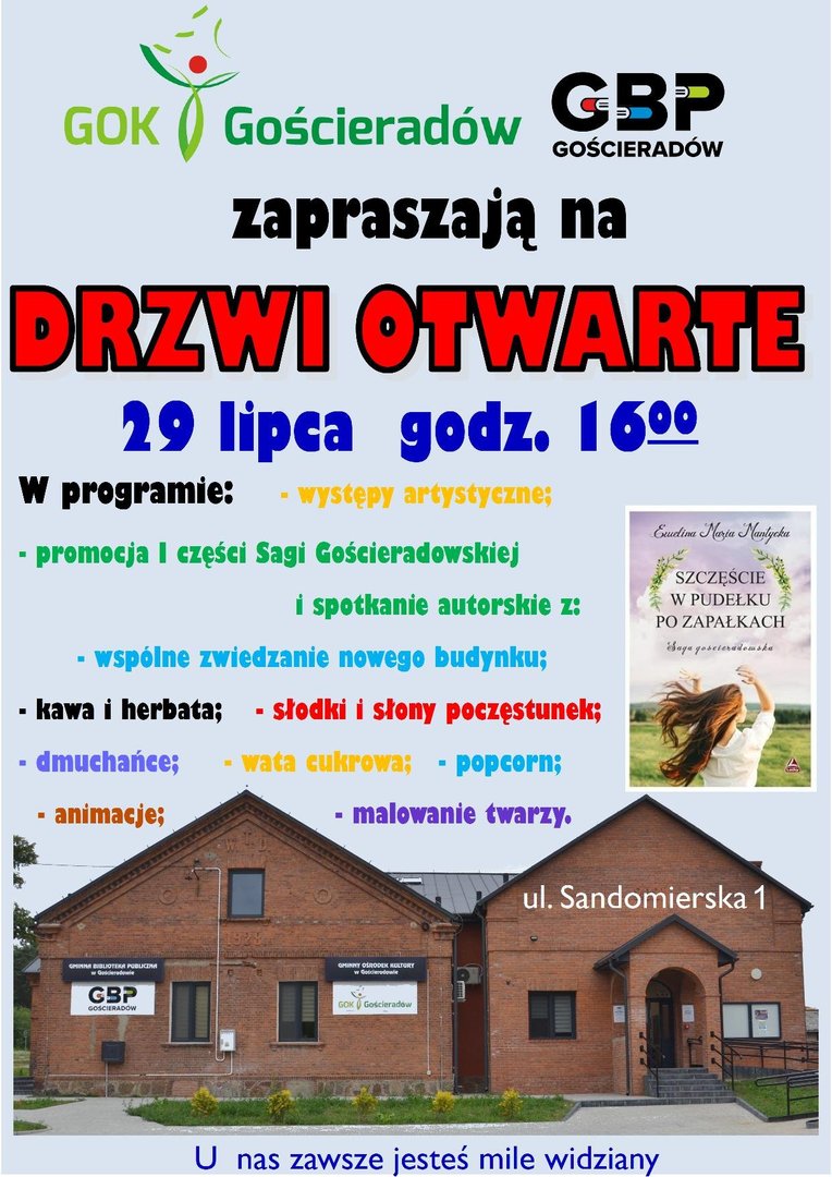 Plakat informujący o imprezie w dniu 29 lipca 2022 r. z licznymi atrakcjami oraz promocją I części Sagi Gościeradowskiej. 