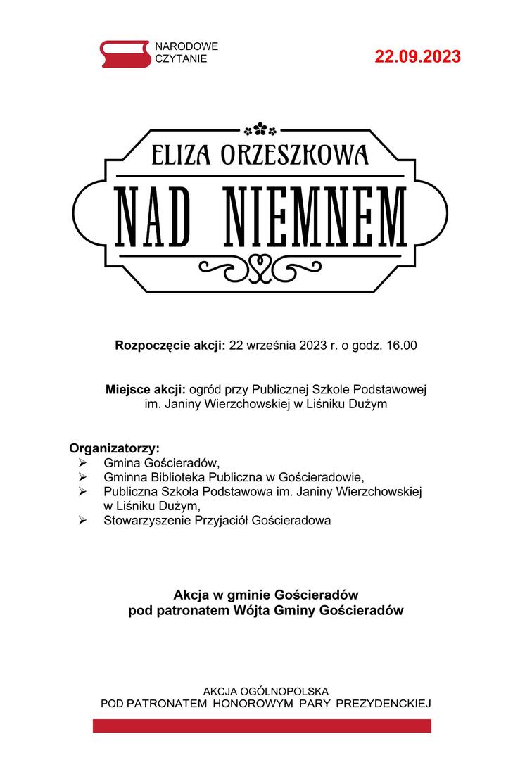 Plakat z Narodowego Czytania w naszej gminie.