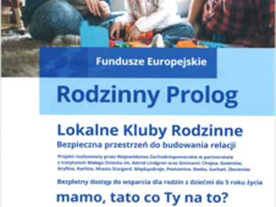 Lokalny Klub Rodzinny w Gminie Postomino!!!
 W Gminie Postomino powstanie Lokalny Klub Rodzinny. 
Miejsce klubu: w budynku Szkoły Podstawowej w Postominie . Klub powstanie w ramach projektu Rodzinny Prolog, którego Liderem jest Regionalny Ośrodek Polityki Społecznej w Szczecinie.
Termin realizacji projektu: 1 marca 2024 r. – 30 września 2028 r.