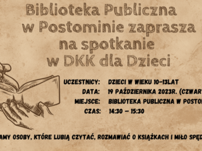 plakat zapraszający na spotkanie w DKK dla Dzieci