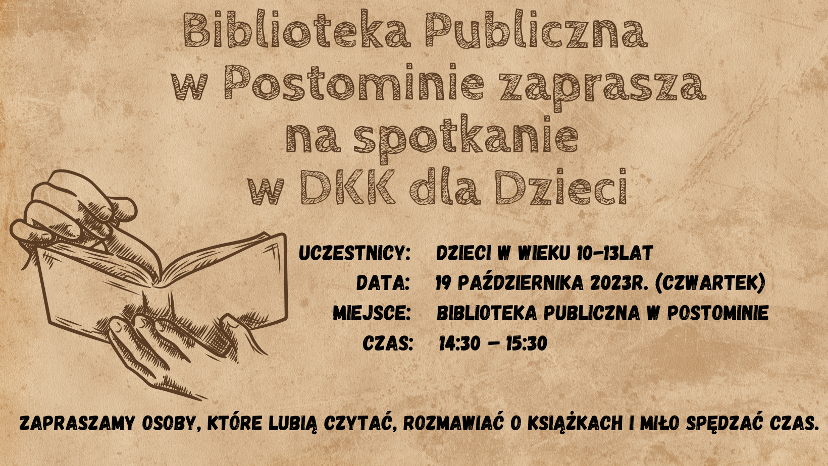 plakat zapraszający na spotkanie w DKK dla Dzieci