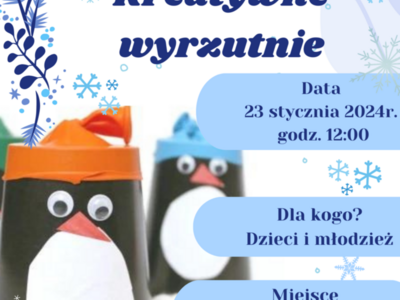 plakat informujący o warsztatach "kreatywne wyrzutnie"