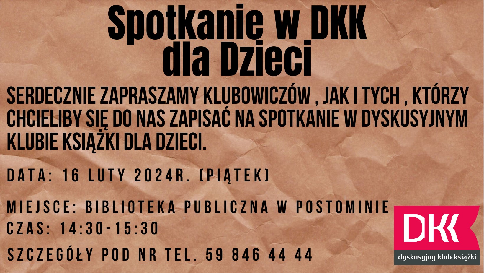 plakat zapraszający do klubu czytelniczego dla dzieci