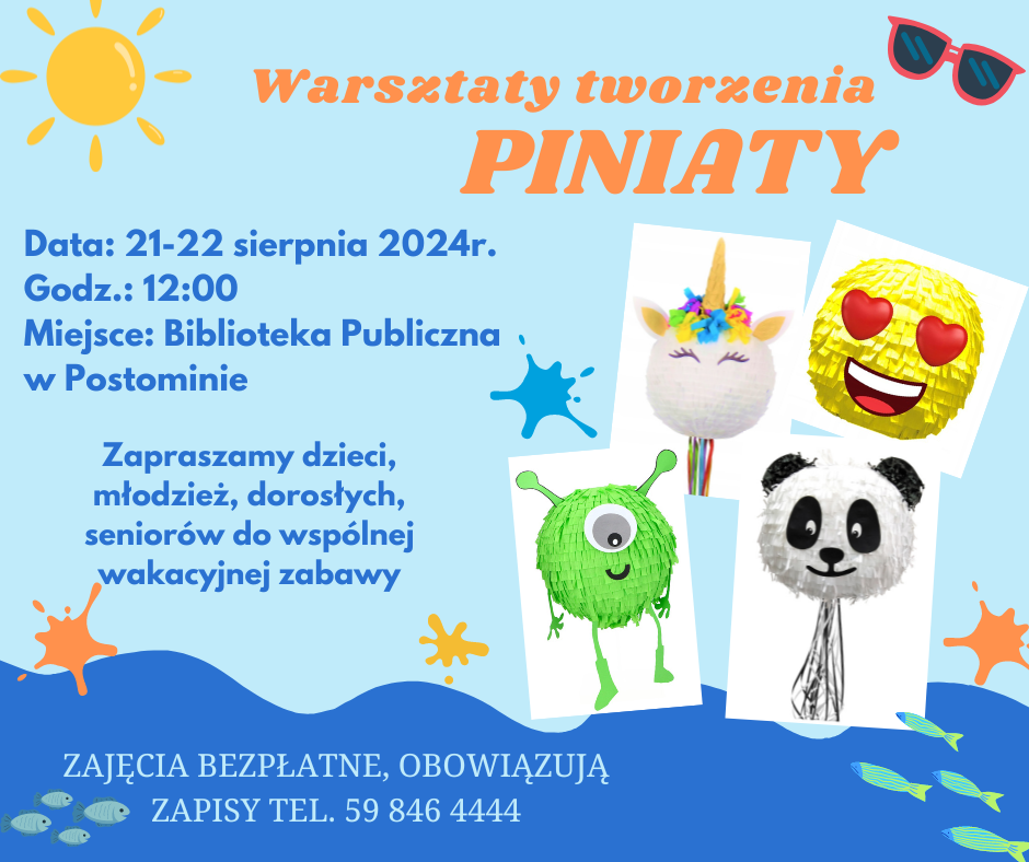 plakat informujący o warsztatach tworzenia piniaty