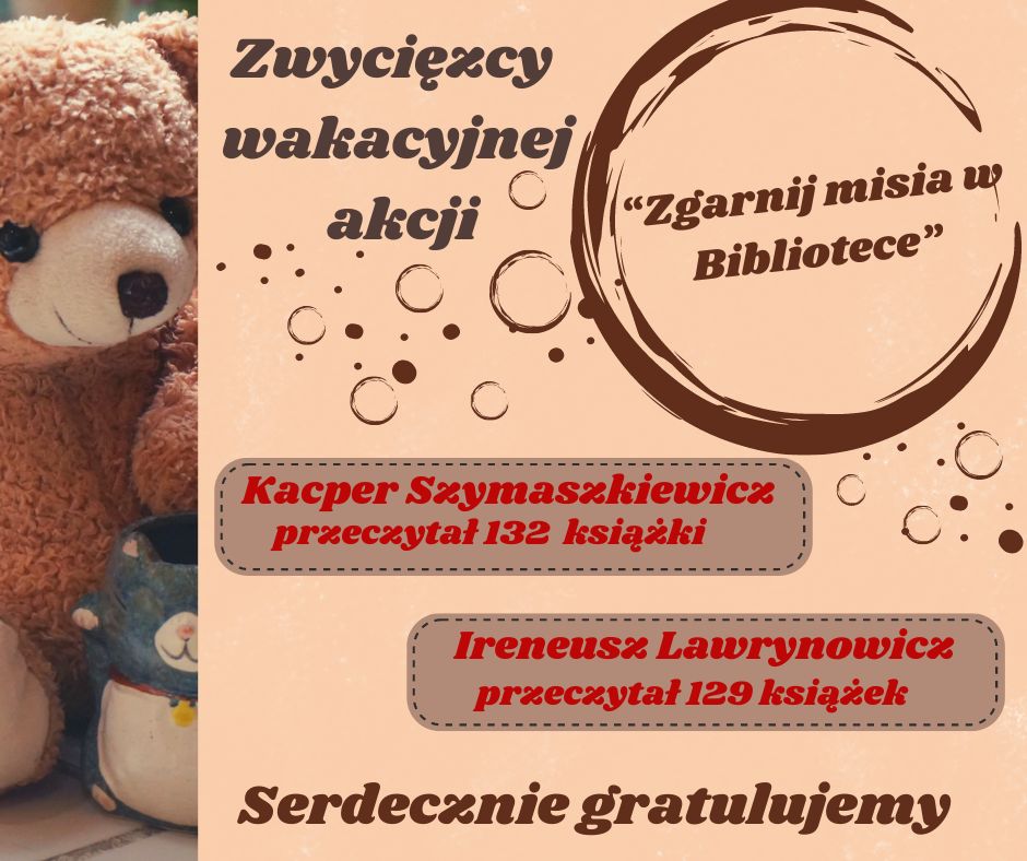 plakat informujący o wynikach akcji czytelniczej