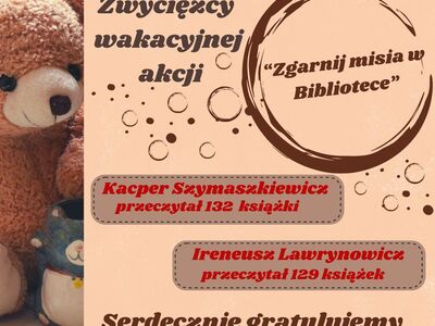 plakat informujący o wynikach akcji czytelniczej