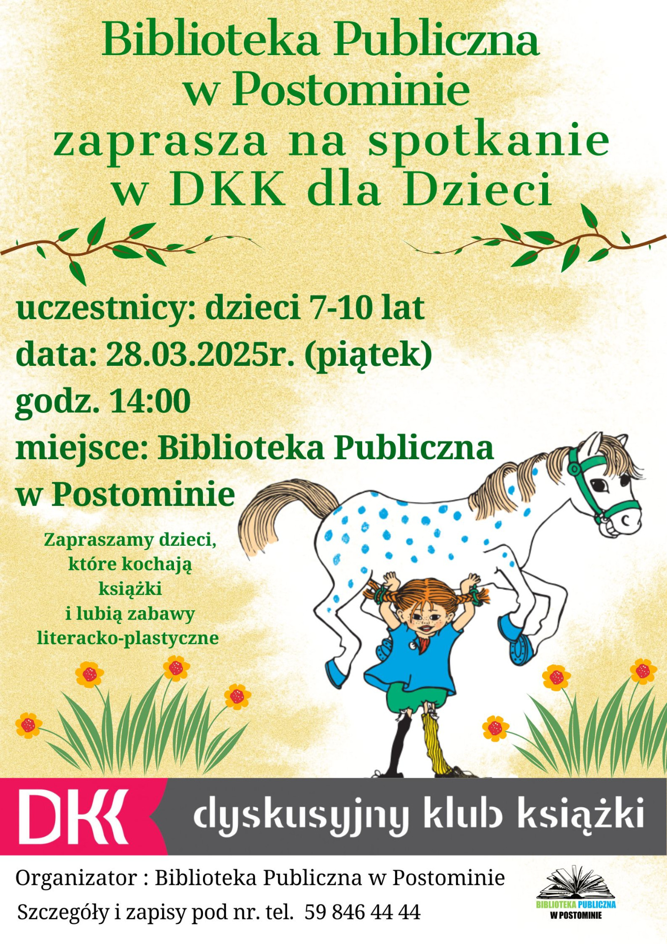 plakat informujący o spotkaniu w DKK dla Dzieci