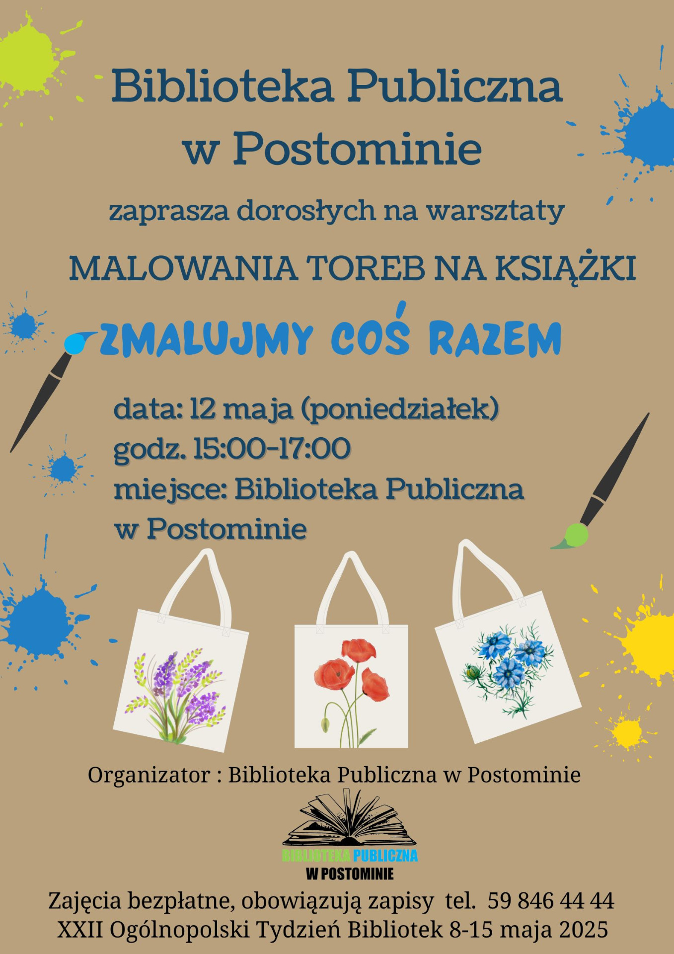 plakat zapraszający na warsztaty &quot;Zmalujmy coś razem&quot;