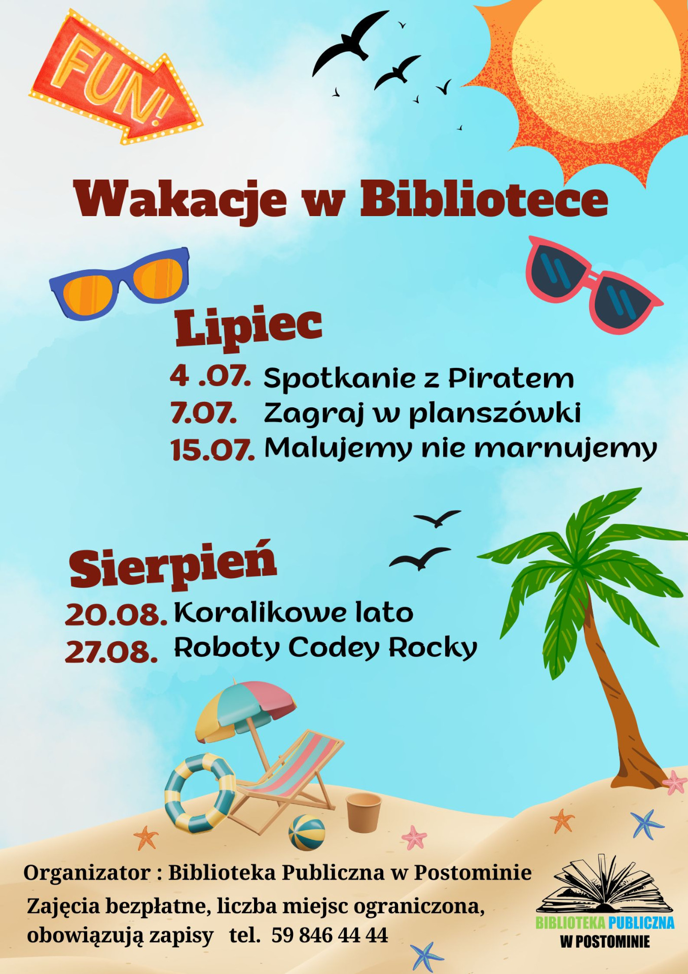 plakat - wakacje w bibliotece