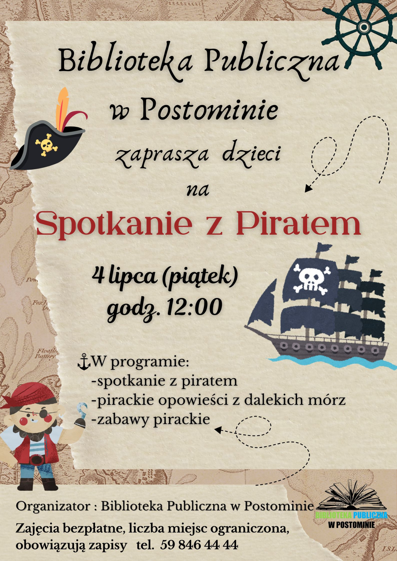 plakat zapraszający na spotkanie z piratem