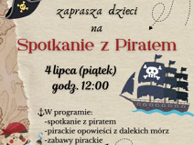 plakat zapraszający na spotkanie z piratem