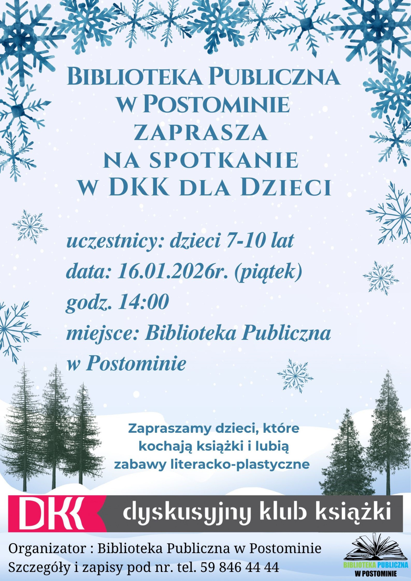 plakat zapraszający na spotkanie w DKK dla Dzieci