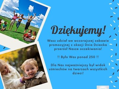 Infografika podziękowania zabawa dzień dziecka