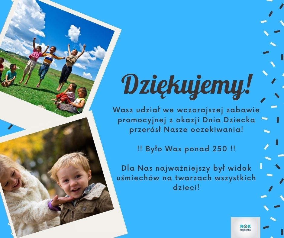 Infografika podziękowania zabawa dzień dziecka