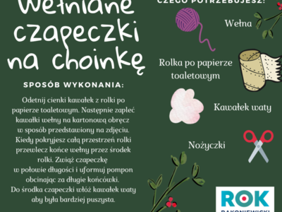 Wełniane czapeczki na choinkę