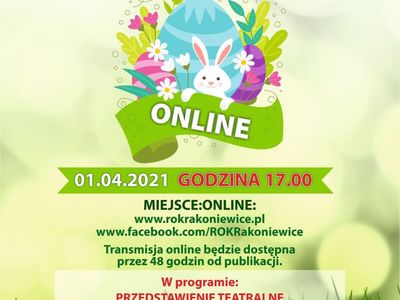 PLAKAT DOTYCZĄCY WYDARZENIA "WIELKANOC DLA DZIECI ONLINE"