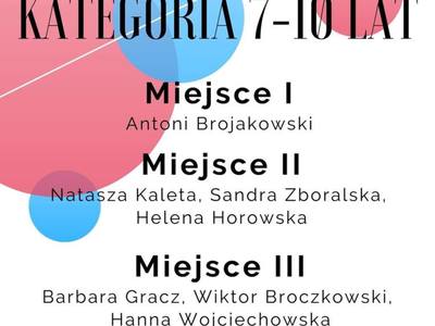 Plakat przedstawia laureatów kategorii 7-10 lat
