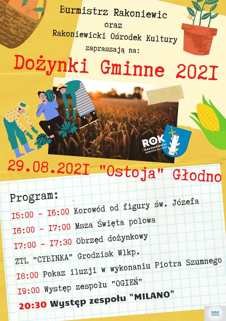 PLAKAT INFORMACYJNY DOŻYNKI GMINNE GŁODNO 2021