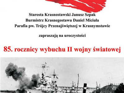 Zaproszenie na obchody 85. rocznicy wybuchu II wojny światowej