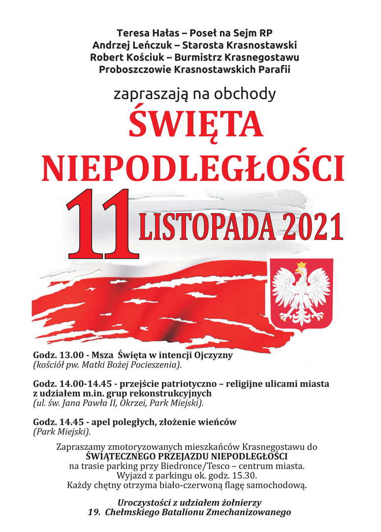 Zaproszenie na obchody Święta Niepodległości