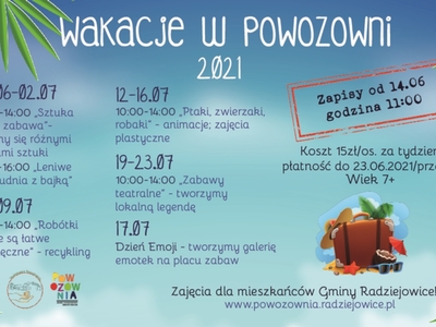Plakat wakacje w Powozowni 2021