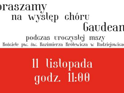 Plakat zawiera zaproszenie na występ chóru. 