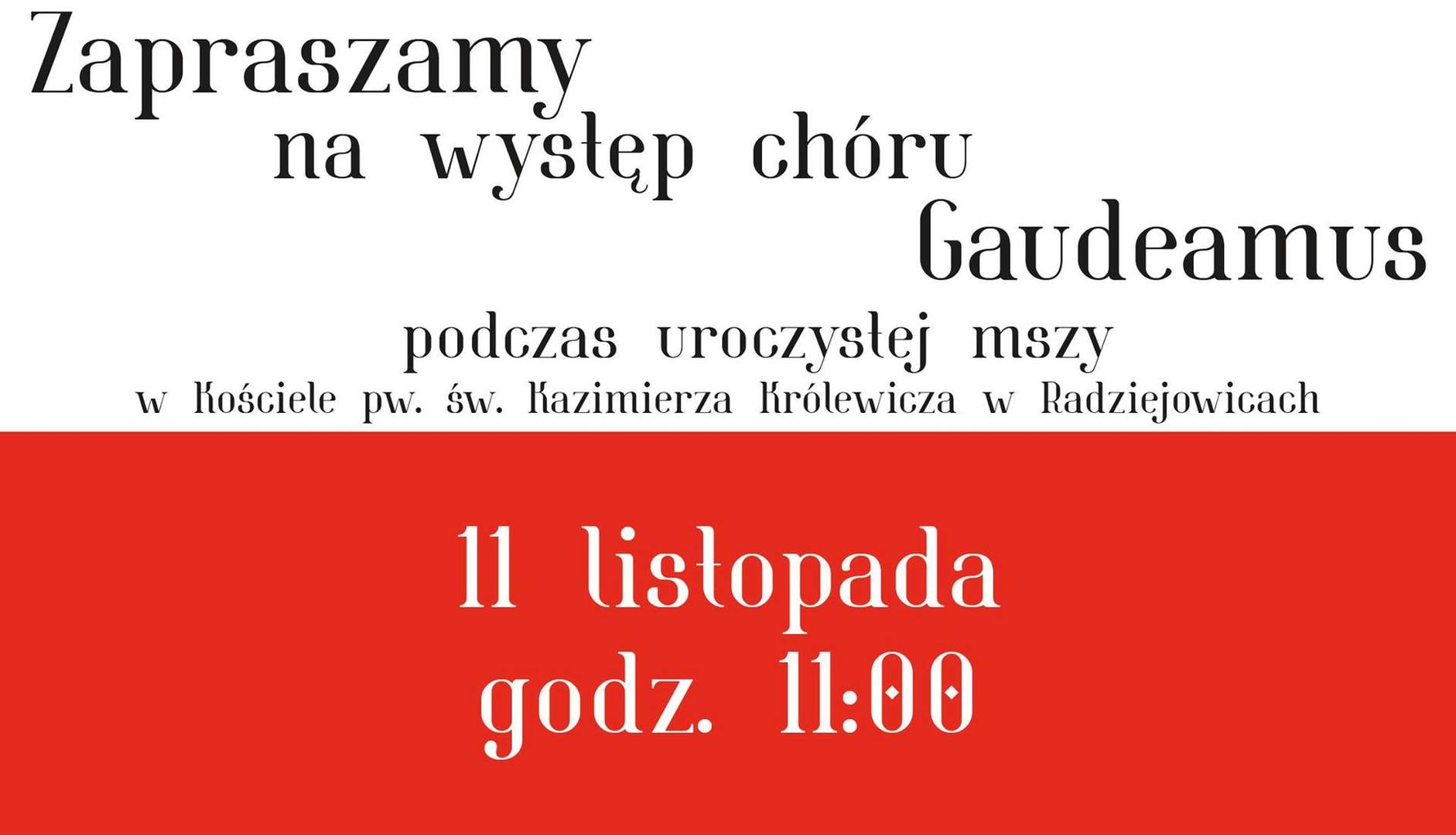 Plakat zawiera zaproszenie na występ chóru.