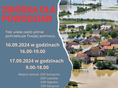 Plakat informujący o zbiórce dla powodzian