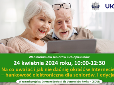 Webinarium (spotkanie online) odbędzie się 24 kwietnia 2024 roku (10:00-12:30).
Rejestracja na webinarium CEDUR odbywa się online, tj. poprzez elektroniczny formularz zgłoszeniowy - link do strony z odnośnikiem do formularza: https://www.knf.gov.pl/dla_rynku/edukacja_cedur/seminaria?articleId=88338&p_id=18