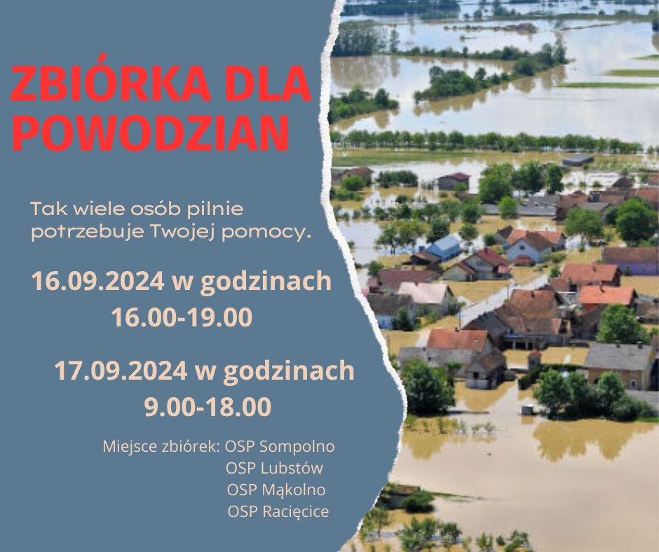 Plakat informujący o zbiórce dla powodzian
