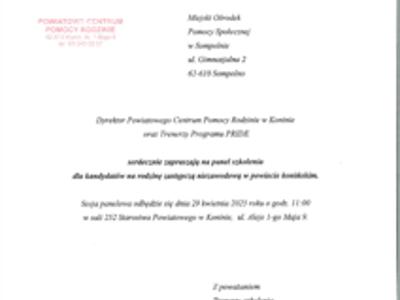 Informacja dotycząca sesji panelowej dla kandydatów na rodzinę zastępczą