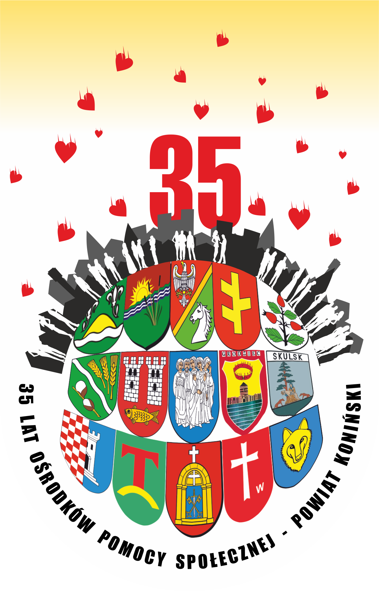 zdjęcie przedstawia logo 35 lecia ośrodków pomocy społecznej w powiecie konińskim