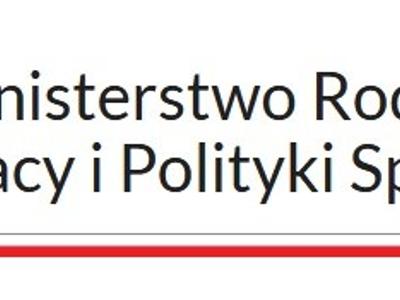 grafika przedstawia logotyp Ministerstwa Rodziny, Pracy i Polityki Społecznej.