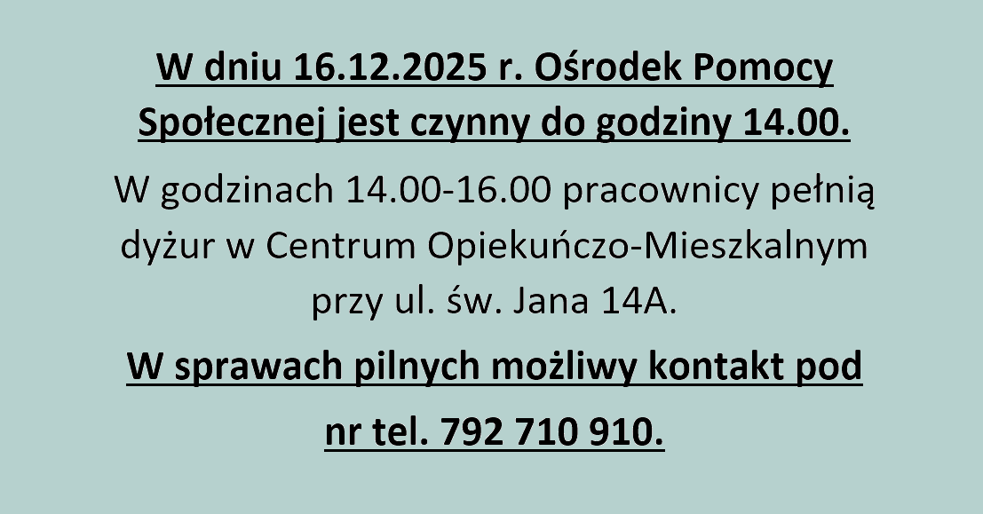 KOMUNIKAT ZMIANA GODZIN PRACY OPS