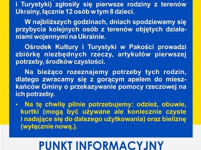 KOMUNIKAT DOTYCZĄCY POMOCY DLA UKRAINY