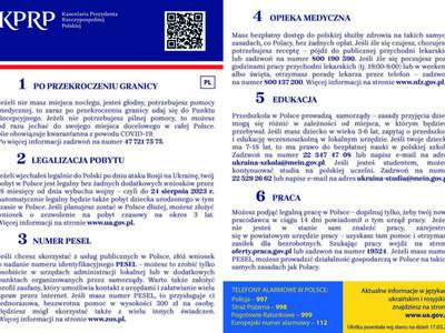 ULOTKA INFORMACYJNA DLA UCHODŹCÓW Z UKRAINY - PL