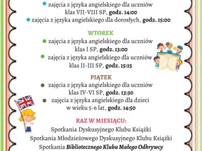 Plakat informujący o zajęciach